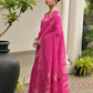 Vishnu Weaves Women's Pink Linen Silk Zari Weaving Saree with Blouse - Swadesiicart
