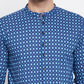 Even Apparels Blue Men's Pure Cotton Kurta With Band Collar | Swadesiicart