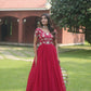 Jyoti Fashion Women's Rani Pink Sequins Embroidered Faux Georgette Anarkali Dress | Swadesiicart