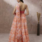 House of Panchhi Peach Organza Floral Printed Lehenga choli & Dupatta | Swadesiicart
