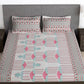 Story@home Grey & Pink Ethnic Motifs 180 TC Bedsheet with Pillow Cover - Swadesiicart