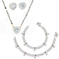 AanyaCentric Gold-Polished Mangalsutra Pendant Earring Set & Silver Plated Anklet