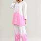Joban Fashion Womens Cotton ChikanKari Pink & White Cord set - Swadesiicart
