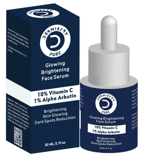 Dermistry Pure 10% Vitamin C 1% Alpha Arbutin Dull Skin Brightening Lightening Fairness Glow Serum - Swadesiicart