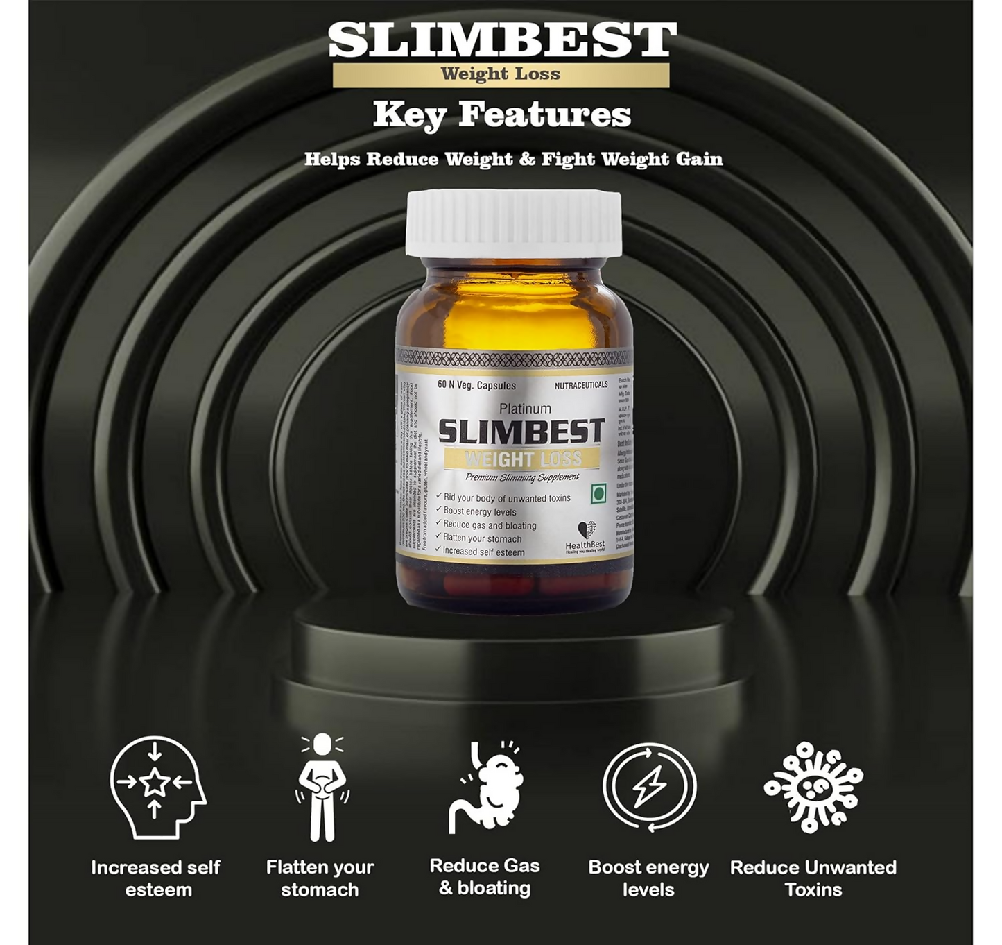 HealthBest Garcinia Cambogia & Green Coffee Bean Extract - Weight Loss Capsules | Swadesiicart