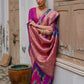 Vishnu Weaves Women's Pink Banarasi Silk Zari Woven Saree with Blouse - Swadesiicart