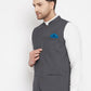 Even Apparels Men's Grey Merino Nehru Jacket-Contrast Lining-Free Pocket Square | Swadesiicart