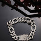 NVR Men Silver-Plated Stainless Steel American Diamond Studded Link Bracelet - Swadesiicart