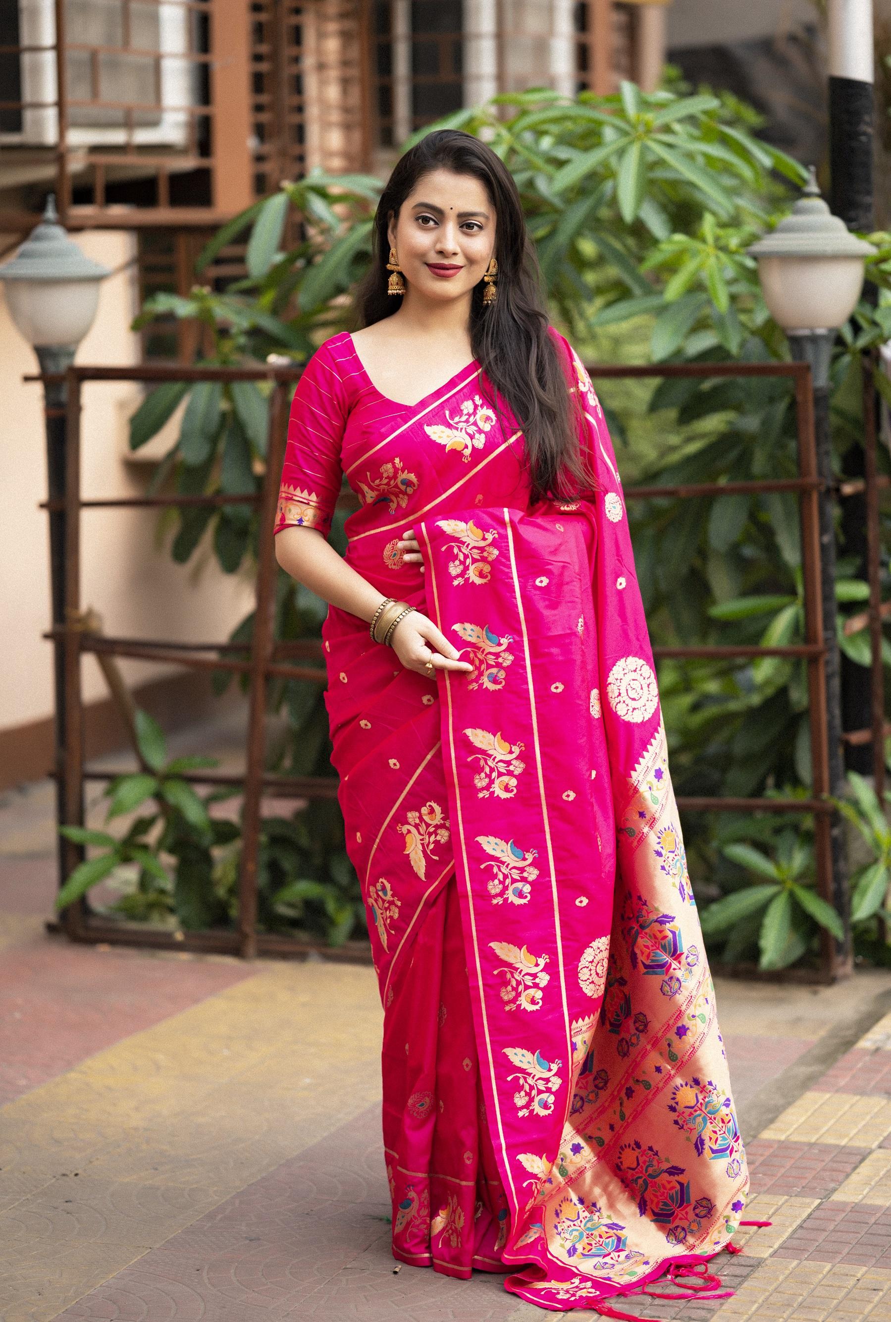 Rani Pure Silk Woven Design Saree with Unstitched Blouse - Hiral Fashion | Swadesiicart