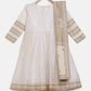 Ahalyaa Off White Chanderi Anarkali Kids Kurta With Dupatta For Girls | Swadesiicart