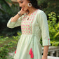 Juniper Women's Green Cotton Dobby Solid Embroidered Straight Tunic | Swadesiicart