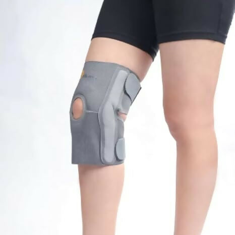 Orth-rem Grey Elastic Knee Support Brace With Side Stabilizer- Large | Swadesiicart