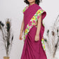 Little Bansi Girls Floral Print Ready to Wear Saree and Floral Blouse - Magenta | Swadesiicart