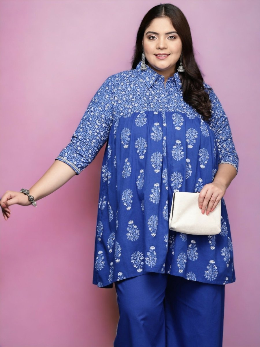 Ahalyaa Women's Traditional wear Tunic - Indigo blue | Swadesiicart