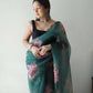 Vamsee Green Organza Saree - Swadesiicart