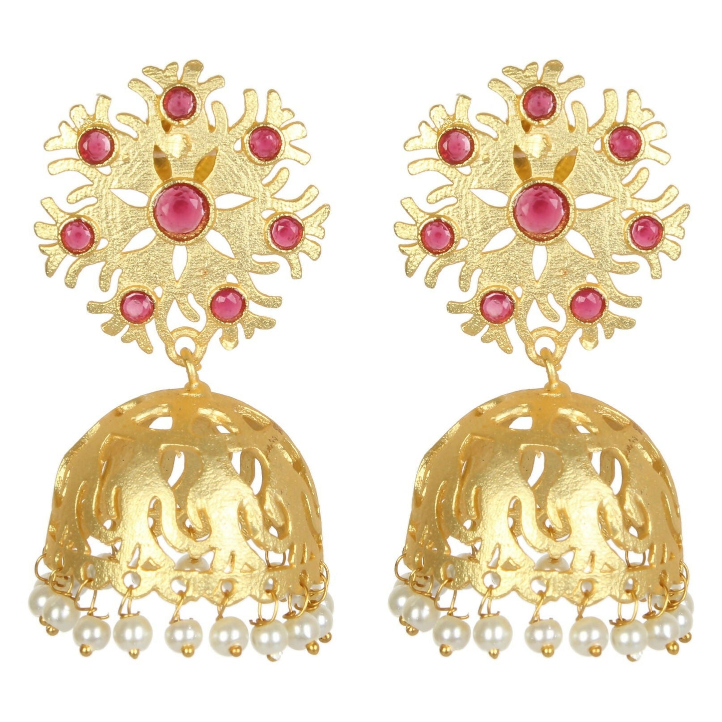 Joban Fashion Women Matte Gold Brass Jhumka | Swadesiicart