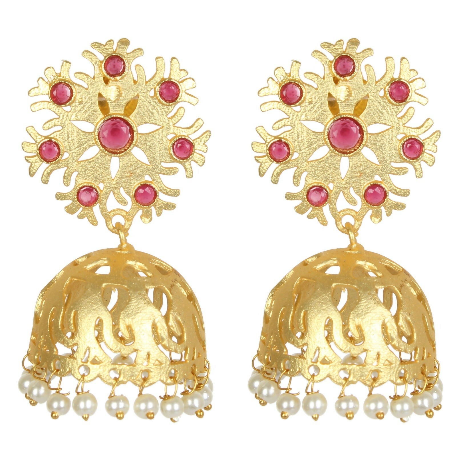 Joban Fashion Women Matte Gold Brass Jhumka | Swadesiicart