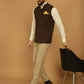 Even Apparels Pure Wool Nehru Jacket - Brown | Swadesiicart