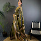 Joban Fashion Banarasi Mehendi Green Woven Soft Silk Saree | Swadesiicart