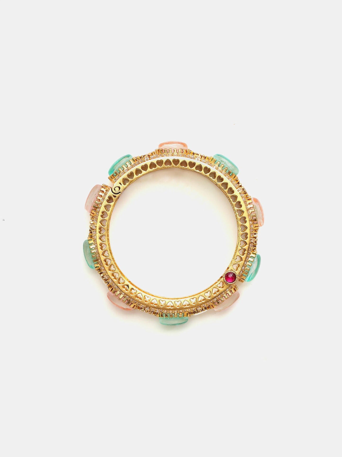 Ruby Raang 22k Gold Polished Multi Kundan Bracelet | Swadesiicart