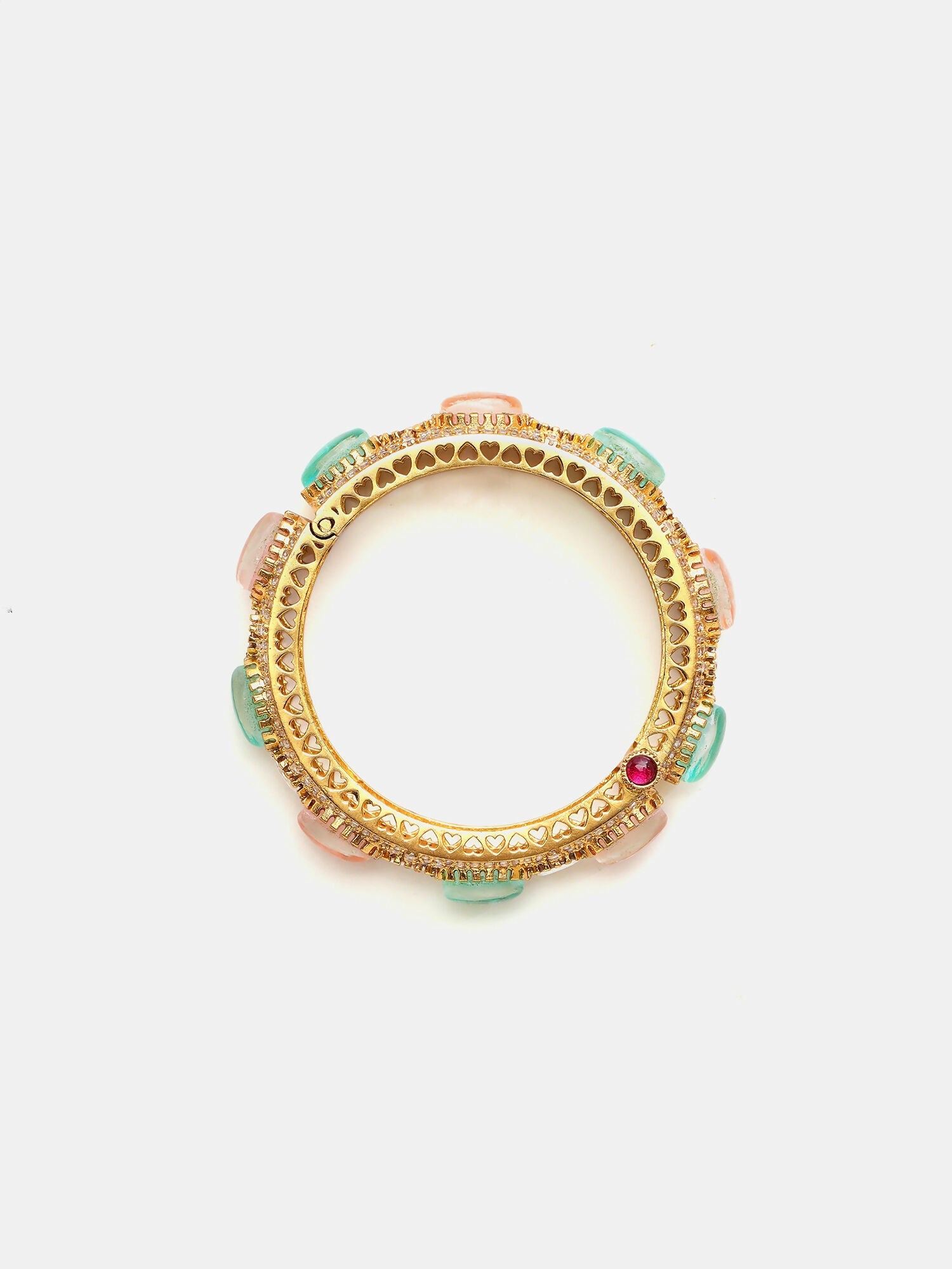 Ruby Raang 22k Gold Polished Multi Kundan Bracelet | Swadesiicart