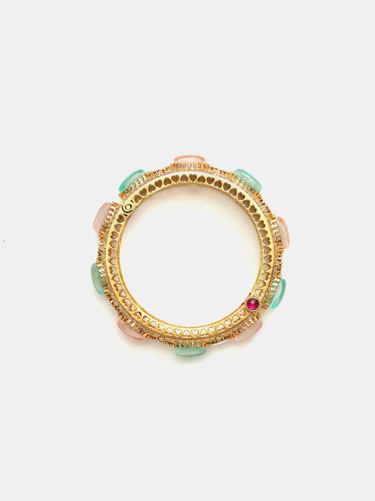 Ruby Raang 22k Gold Polished Multi Kundan Bracelet | Swadesiicart