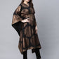 Ahalyaa Women Black Crepe Copper Foil Printed Flared Sleeve Kaftan Kurta | Swadesiicart