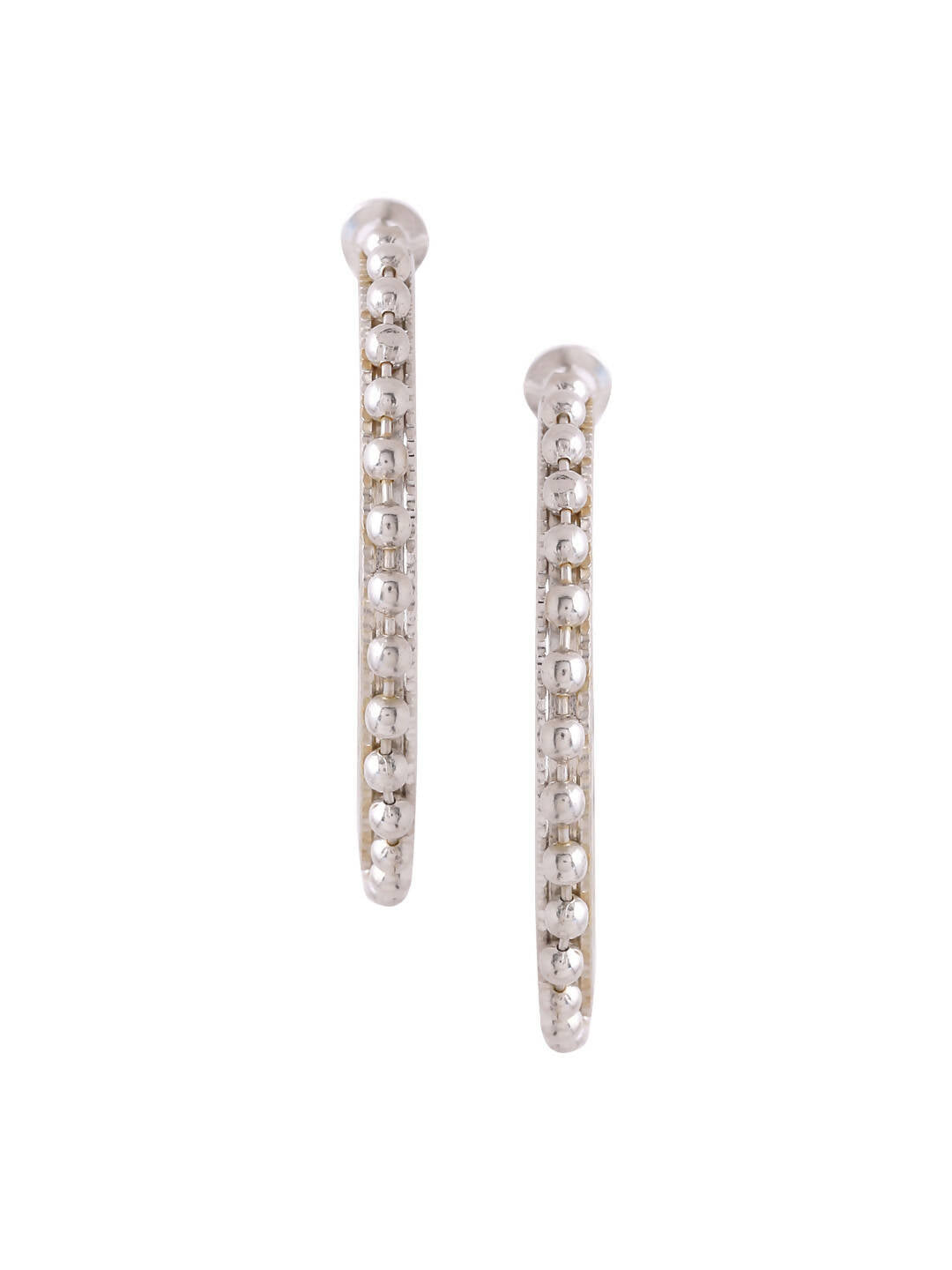 NVR Women Silver Toned Beaded Circular Earrings | Swadesiicart