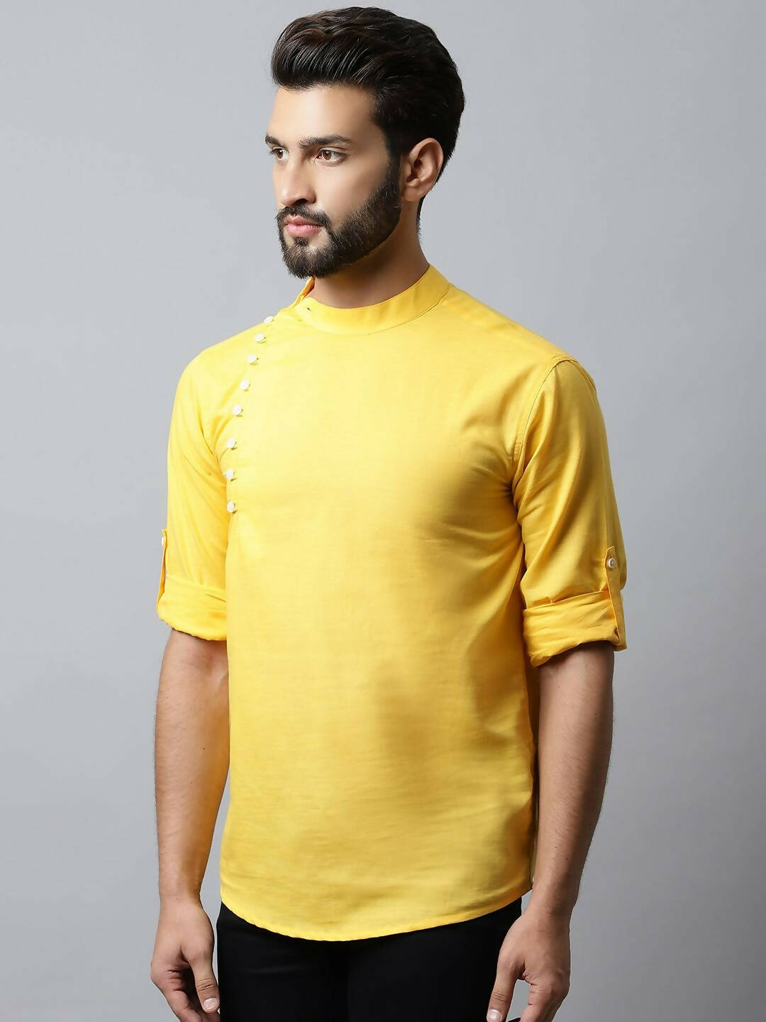 Even Apparels Yellow Color Pure Cotton Men's Kurta With Side Placket (MMS759) | Swadesiicart