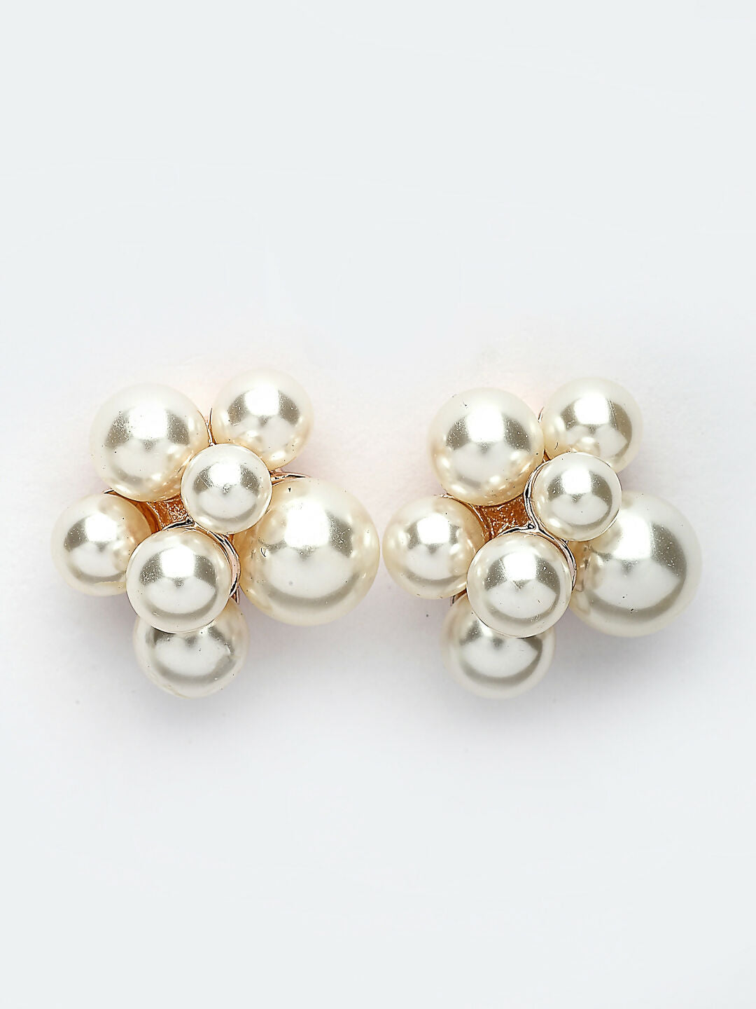 NVR Women's Gold Pearl Gold-Polished Circular Studs Earring | Swadesiicart