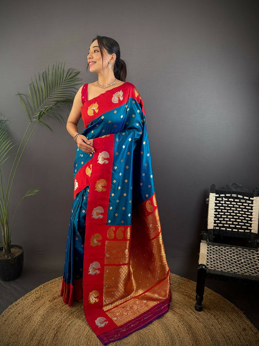 Joban Fashion Rani Pink Butti Banarasi Silk Sarees | Swadesiicart