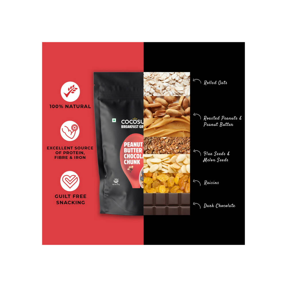 Cocosutra Peanut Butter Chocolate Chunk Breakfast Granola - Swadesiicart