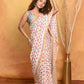 Very Much Indian Handblock Printed Cotton Saree With Natural Dyes - White Peach | Swadesiicart