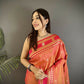 Joban Fashion Peach Banarasi Soft Silk Woven Saree | Swadesiicart