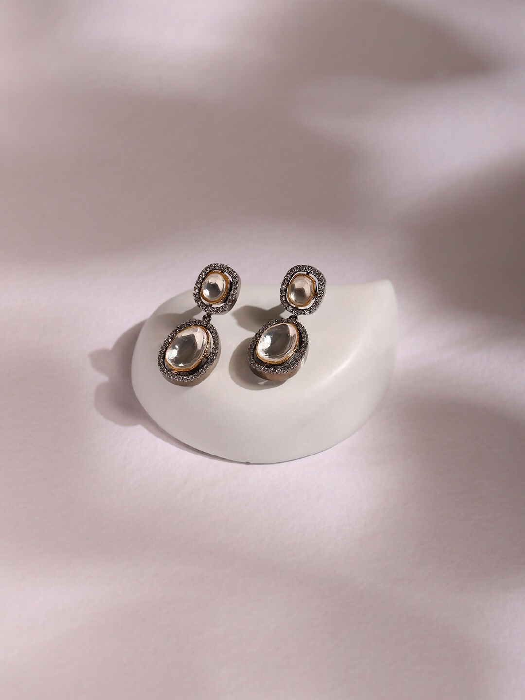Duet Diamond & Kundan Earrings- Ruby Raang | Swadesiicart