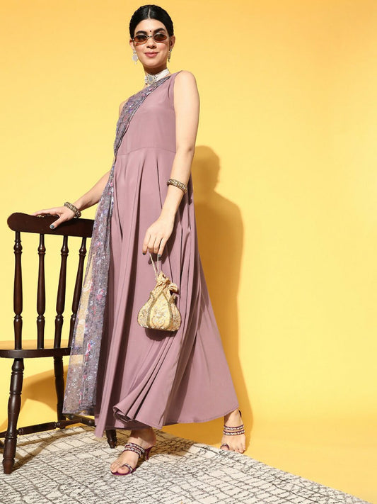 Ahalyaa Women's Traditional wear Dress - Mauve | Swadesiicart
