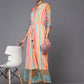 Ahalyaa Coral Orange & Blue Candy Striped Basic Jumpsuit - Swadesiicart