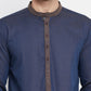 Even Apparels Pure Cotton Blue Men's Kurta With Band Collar | Swadesiicart