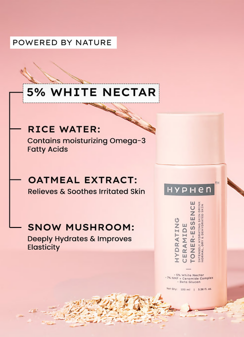 Hyphen By Kriti Sanon 7% Ceramides-Nmf Milky Toner Essence With 5% Glass Skin Blend Of Rice Water Snow Mushroom & Oatmeal | Swadesiicart
