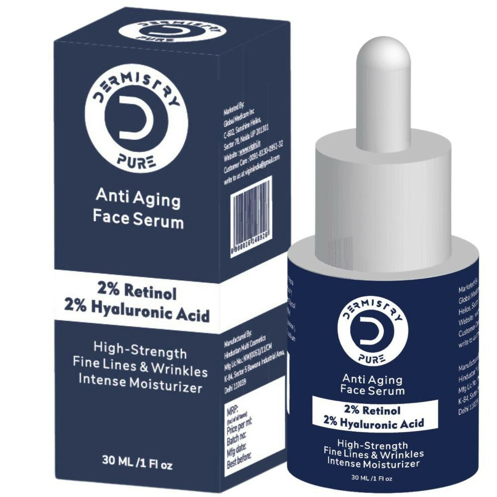 Dermistry Pure 2% Retinol 2% Hyaluronic Acid Anti Aging Moisturizer Fine Lines Wrinkles Face Serum - Swadesiicart