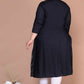 Miravan Women's Plus Size Black Mirror Work Embroidered Pakistani Straight Kurti - Swadesiicart