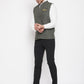 Even Apparels Green Wool Men Woven Nehru Jacket | Swadesiicart