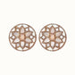 Nuyug 22K Gold Plated Mother of Pearls and Stone Studded Contemporary Floral Shaped Studs | Swadesiicart
