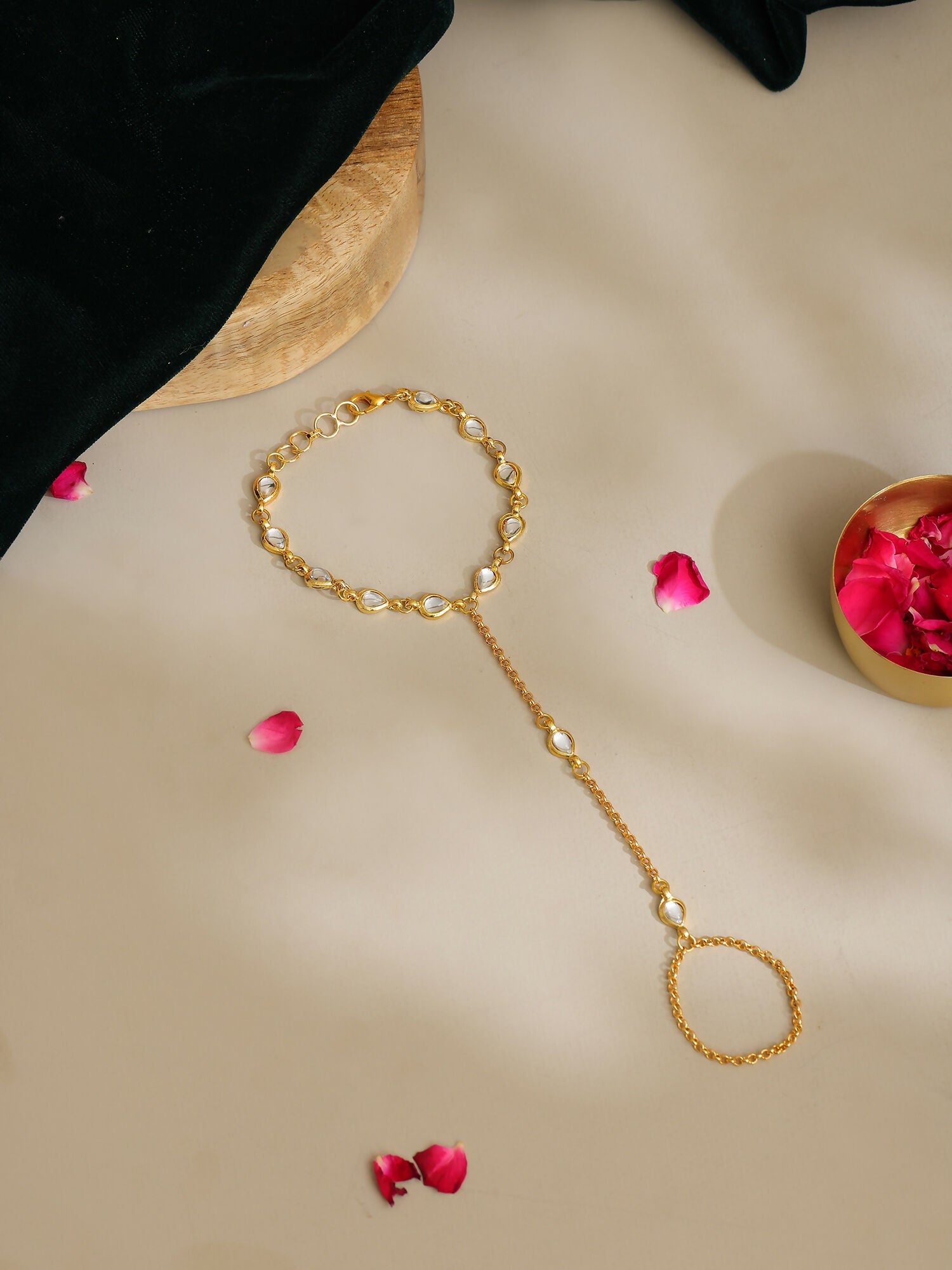 Ruby Raang Kundan & Gold Haath Phool | Swadesiicart