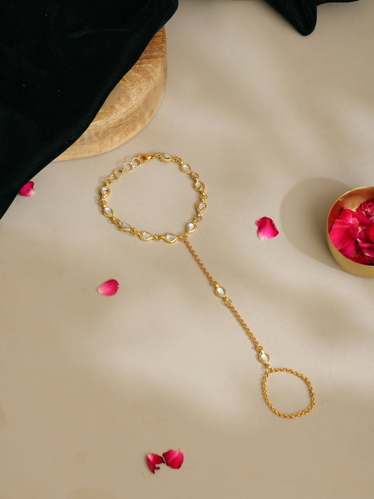 Ruby Raang Kundan & Gold Haath Phool | Swadesiicart