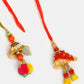 NVR Women Set of 2 Red Beaded Lumba Rakhi With Roli Chawal | Swadesiicart