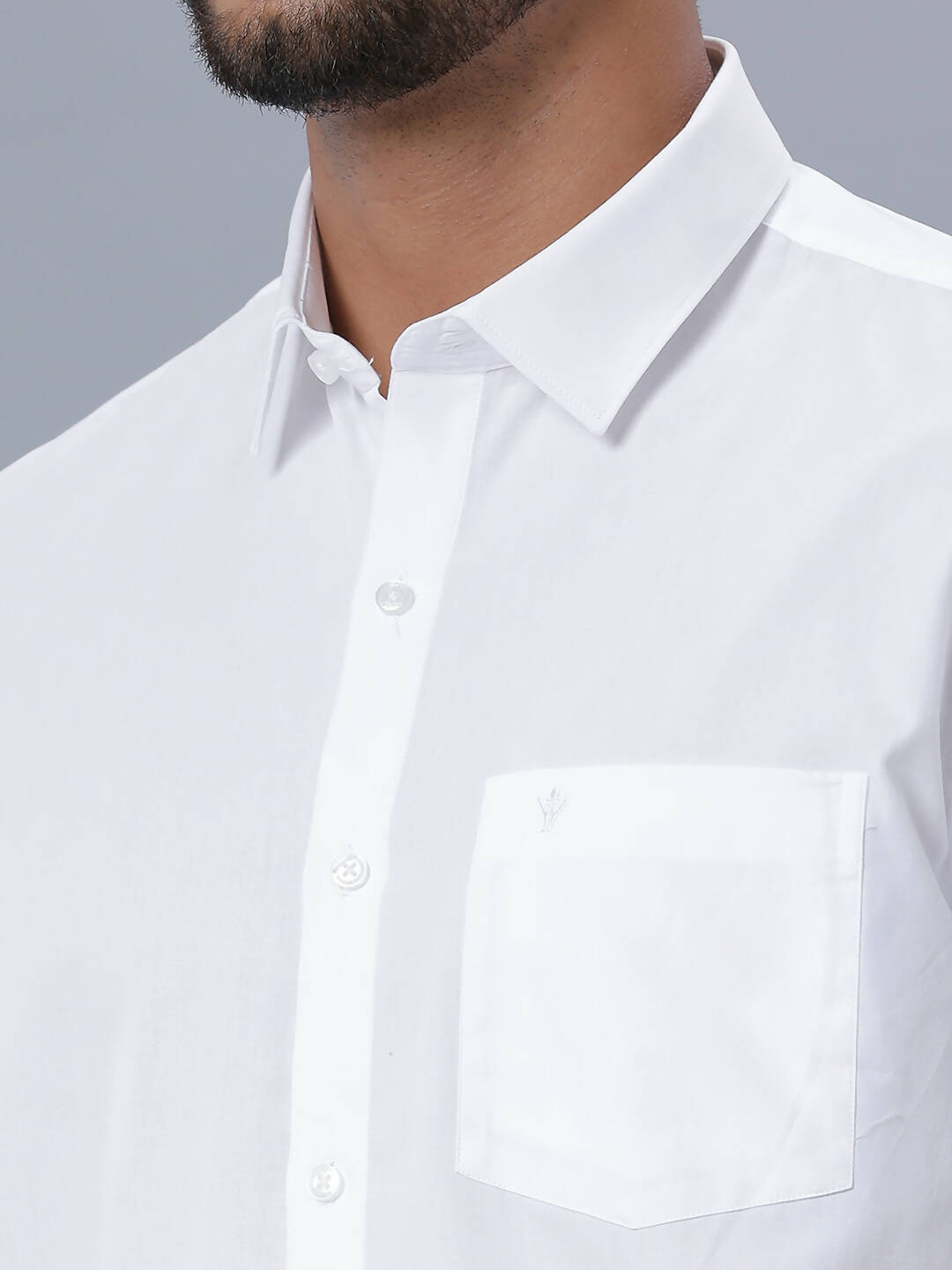 Ramraj Cotton Mens Half Sleeve Formal Poly Cotton White Shirt | Swadesiicart