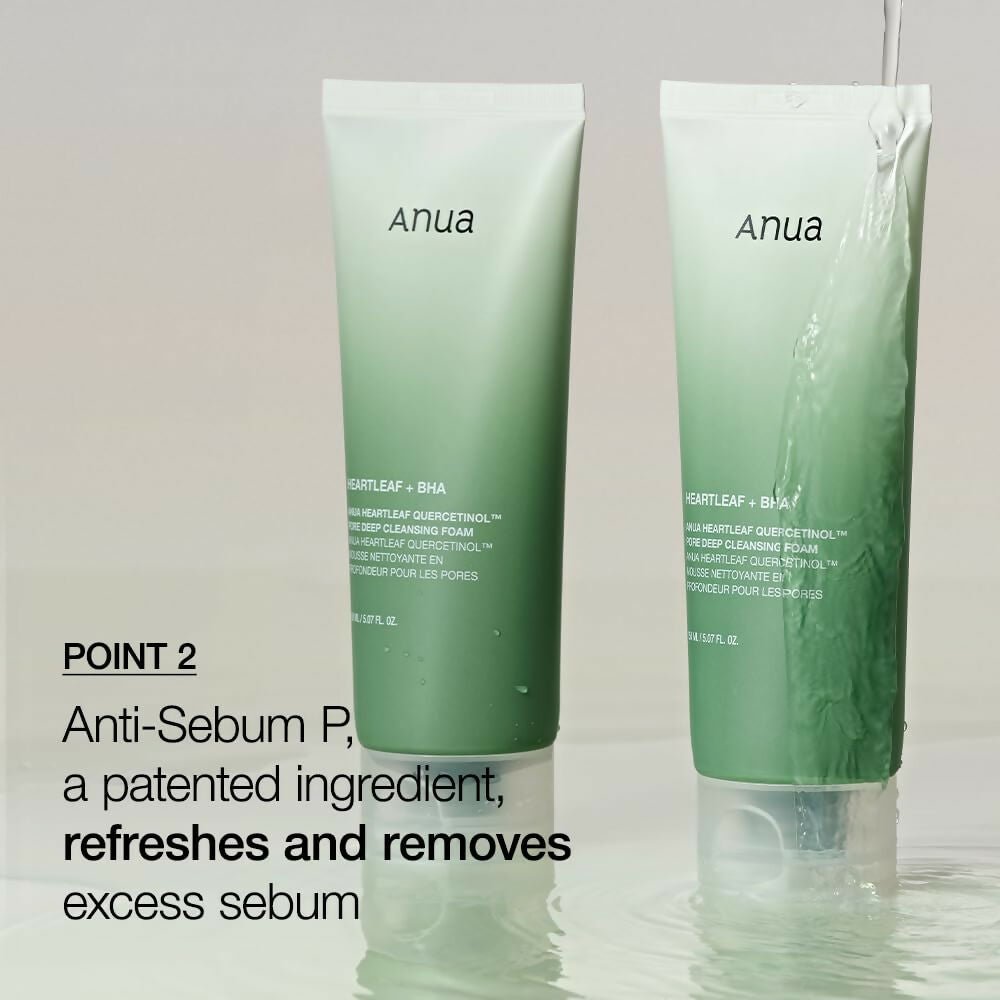 Anua Heartlef Quercetinol Pore Deep Cleansing Foam - Korean Skincare | Swadesiicart