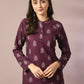 Myshka Women's Magenta Printed Round Neck Party Top With Skirt Co-ord set - Swadesiicart