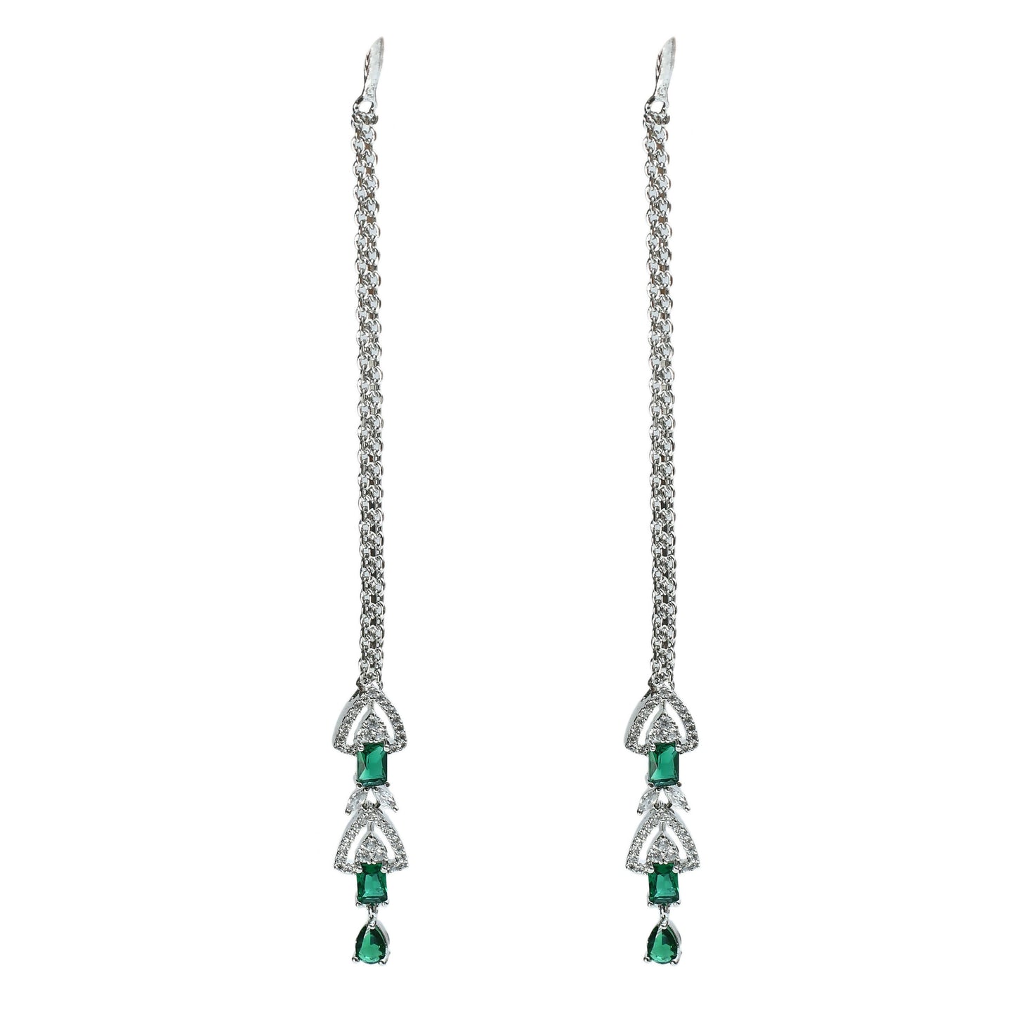 Mominos Fashion Johar Kamal Silver-Plated American Diamond Green Choker Set | Swadesiicart